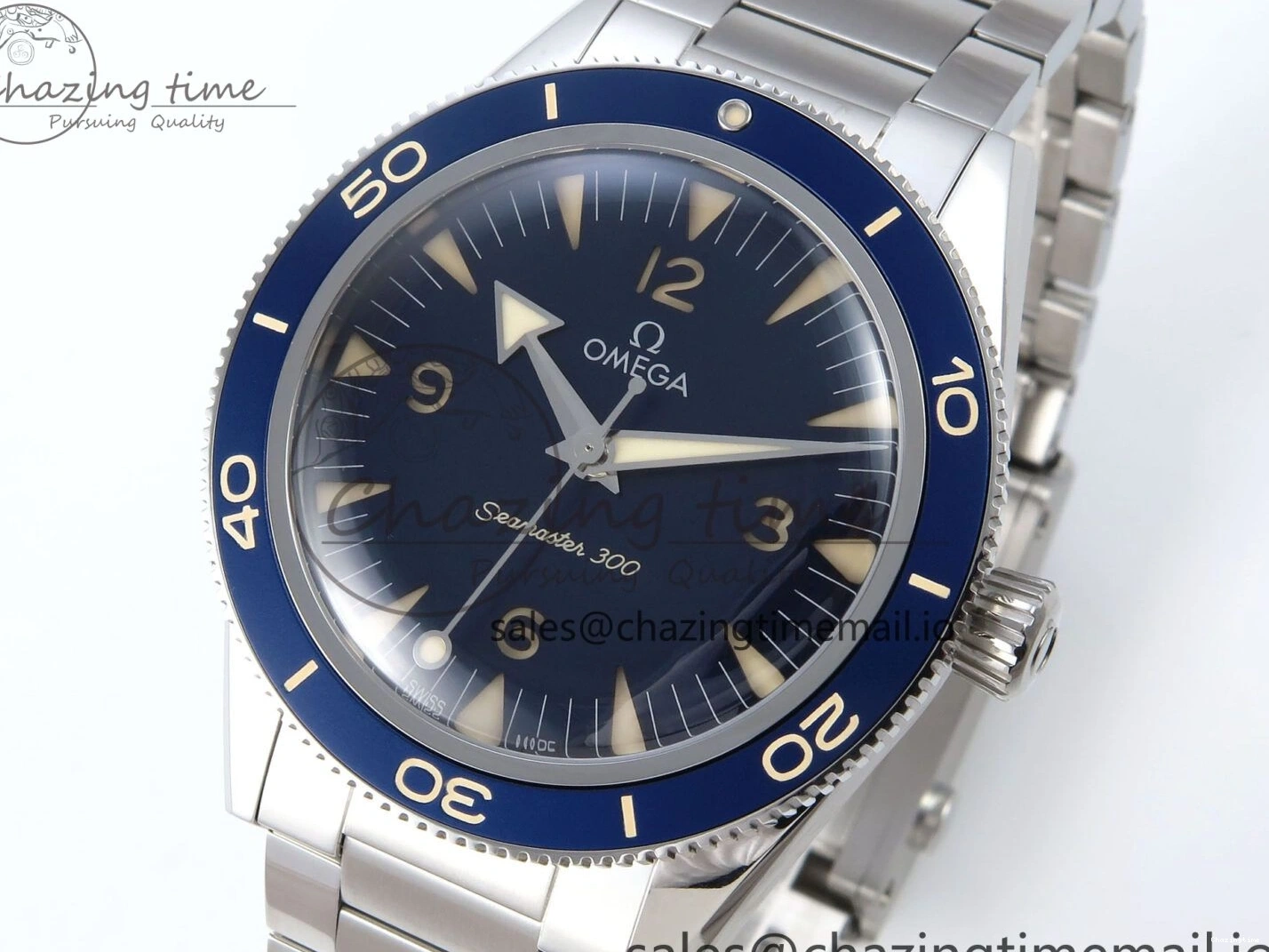 0401 Elegant Seamaster 300 Heritage SS VSF 1:1 Best Edition Blue Dial on SS Bracelet A 7701